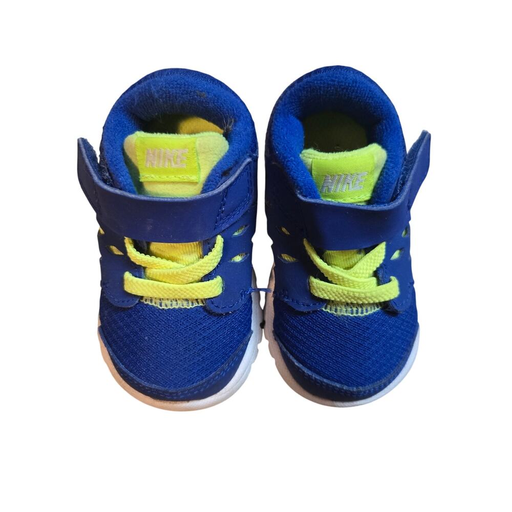 Nike Tennis Shoes Baby Toddler Size US 3C Blue Yellow Hook and Loop Fastener - Picture 6 of 8